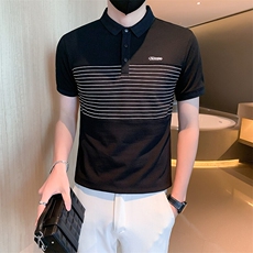 B216PL19P552025夏装新款男士条纹拼接短袖POLO衫上衣店主风，男装T恤，电商B216（原B302）