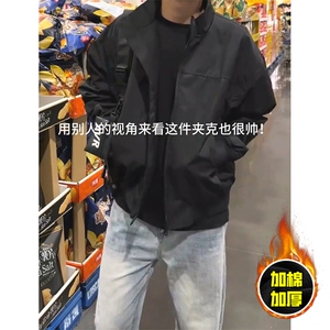 现货秋冬季美拉德立领飞行立领夹克boxy廓形棉衣高街加厚加棉外套图片
