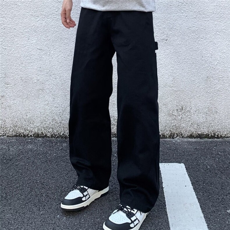 美式复古多口袋工装牛仔裤男春秋款高街设计感高腰宽松休闲直筒裤,男装牛仔裤,星座506A