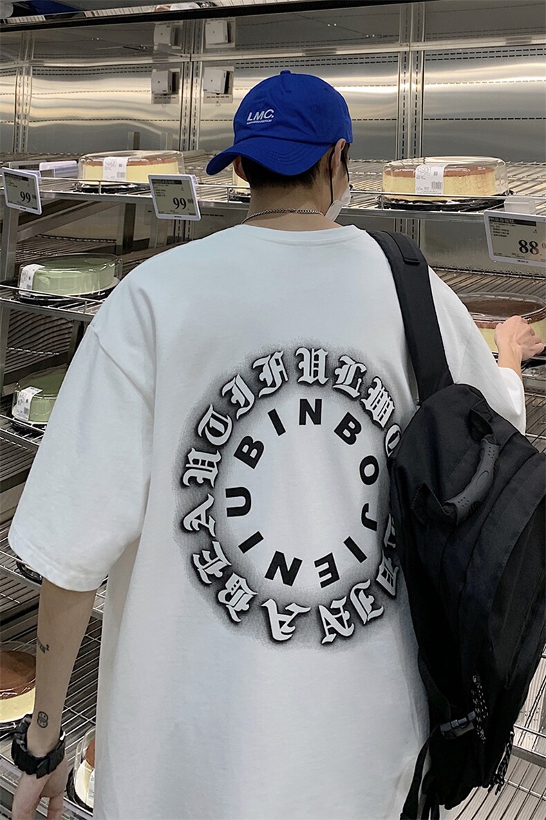 潮创意字母美式街头短袖T恤男夏季休闲宽松短袖A071-9012-P30，男装T恤，电商A071