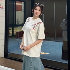 万针全刺绣工艺抖音得物高品质260克重磅纯棉双纱美式高街短袖T恤，男装T恤，电商A486-1