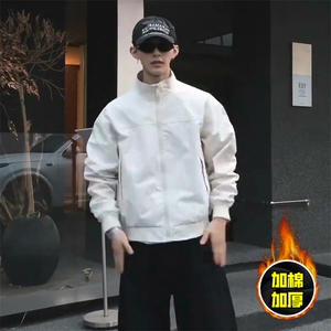 现货秋冬季美拉德立领飞行立领夹克boxy廓形棉衣高街加厚加棉外套
