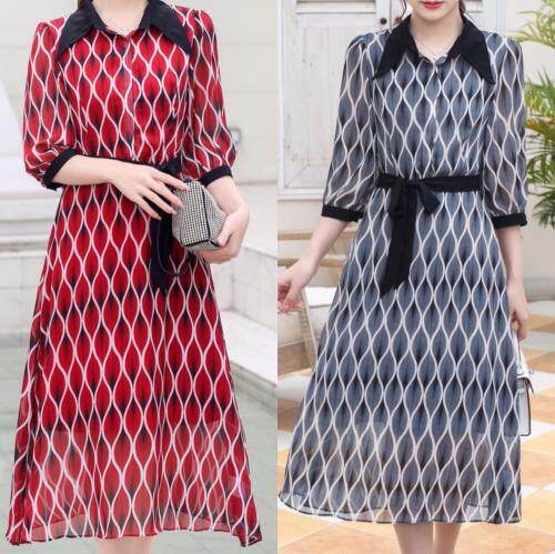 夏季新款韩版雪纺连衣裙，女装连衣裙，裳之恋语