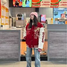 潮牌加厚棉服棒球服男女春秋季新款PU皮经典美式棉衣外套宽松百搭，男装棉衣，星座715-4