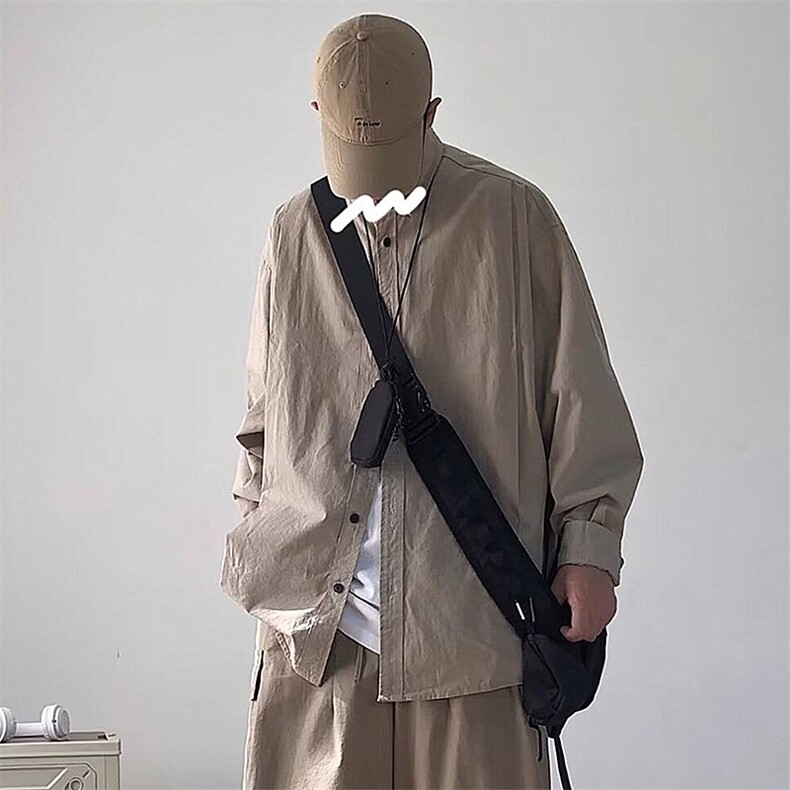2026春季新款复古工装长袖衬衫慵懒风衬衣C367,男装衬衫,星座1108
