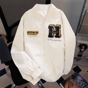 1506/QBF070/P49潮牌美式徽章印花飞行员夹克男拉链棒球服ins外套图片