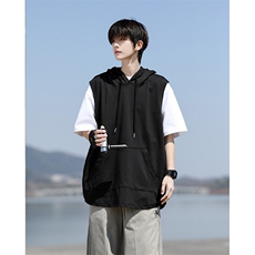 M-8XL特大码冰丝速干连帽背心男篮球运动无袖健身服坎肩TDX315P35，男装T恤，电商D206-1
