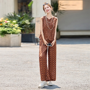 新中式国风套装女2025夏日新款巨好看的松弛感休闲无袖马甲三件套图片