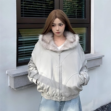 现货高品质美式高街冬季重磅硬挺短款座山雕毛领棉衣男女加厚外套，男装棉衣，电商A486