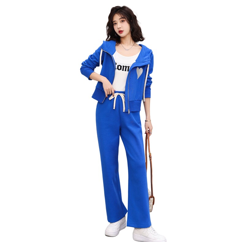 2022年春装新款克莱因蓝休闲连帽运动服卫衣套装女网红两件套,女装套装/套裙,瑶迪依秀