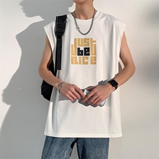夏季港风t恤男宽松大码纯棉运动背心坎肩潮牌无袖BX010P25，男装背心/马甲，星座1204-3