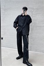 山本暗黑风黑白两色极简风格衬衫小众设计压花长袖A452--H23，男装衬衫，电商A452