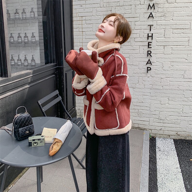 2024年冬季新款皮毛一体羊羔毛外套女0151,女装羊羔毛/颗粒绒,浙宝069