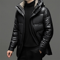 羽绒服男装冬季加厚保暖中年爸爸装上衣年男士商务休闲连帽外套，男装羽绒服，电商B212（原钱塘6029）