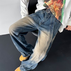 美式高街牛仔裤男痞帅韩版潮流个性2026秋夏新款ins长裤RK842-P49，男装牛仔裤，星座412