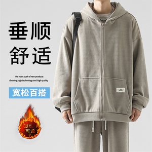 重磅条绒美式加厚宽松舒适百搭卫衣男款套装-KW808加绒特批151图片