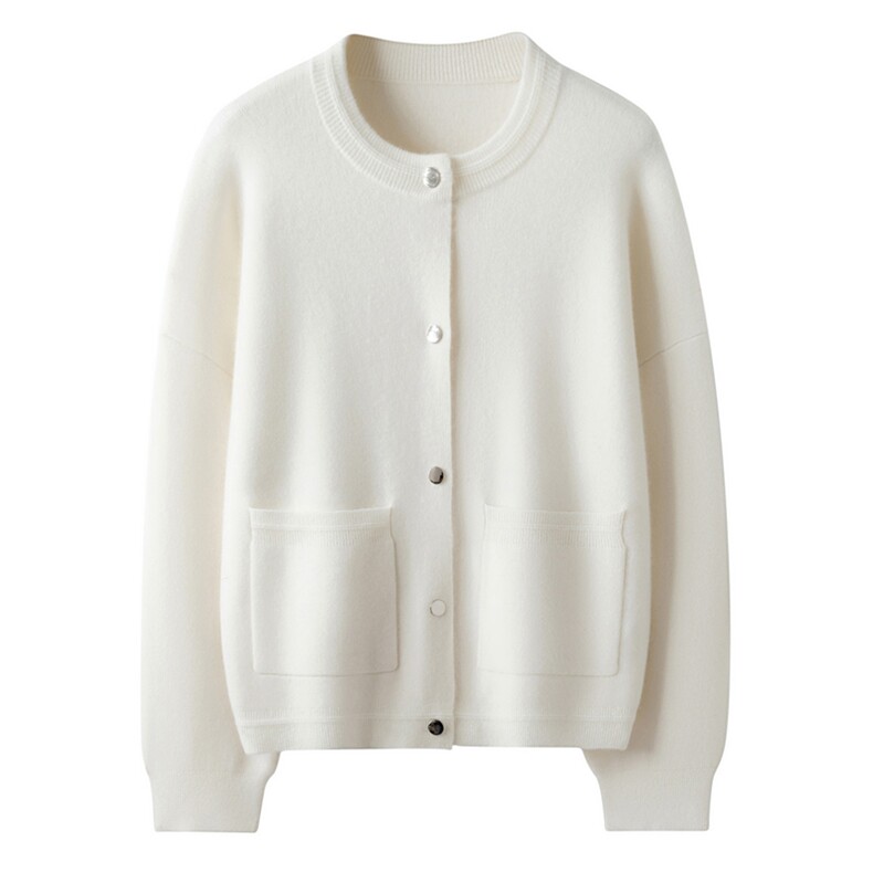 2025舒适百搭秋季新款软糯舒适四平吸扣开衫，女装羊绒衫，英皇羊绒