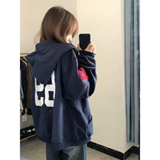 5254-P53复黑底+印花+毛巾绣休闲宽松卫衣薄款/加绒，女装卫衣/绒衫，星座617A-2