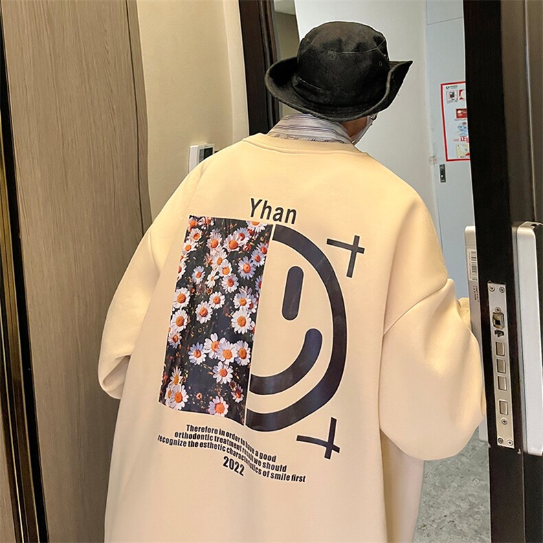 抖音供货、复合360克现货足印花圆领卫衣宽松 D223A-WY22879-P40图片
