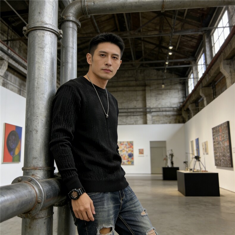 立领打底衫男秋冬内搭长袖毛衣弹力紧身纯色针织衫上衣中领毛线衣,男装T恤,星座715-4