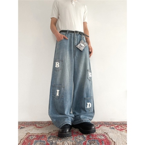 903-AK073-特P55   【S-3XL】  字母工装弯刀牛仔裤2图片