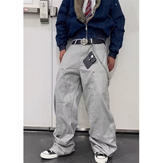 泼墨宽松直筒工装裤拼接撞色阔腿休闲牛仔裤男春季NA407，男装牛仔裤，星座1116A（原606A-3）
