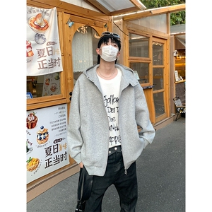 秋季拉链开衫卫衣男女宽松情侣休闲外套连帽款W4692-特价P63