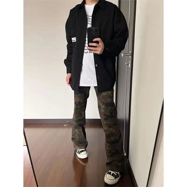 迷彩牛仔裤男款高级感迷彩半松紧腰长裤N427-P43,男装牛仔裤,星座208-5