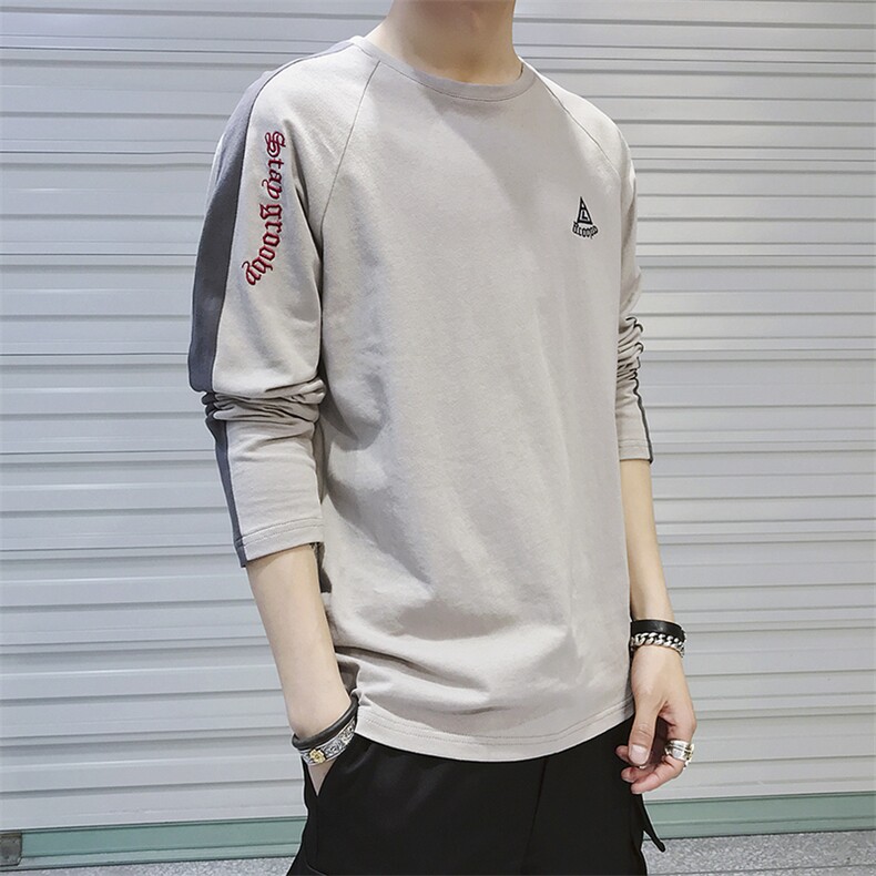 2021春季新品男士长袖T恤 个性刺绣衣服男装上衣体恤DS332TP25图片