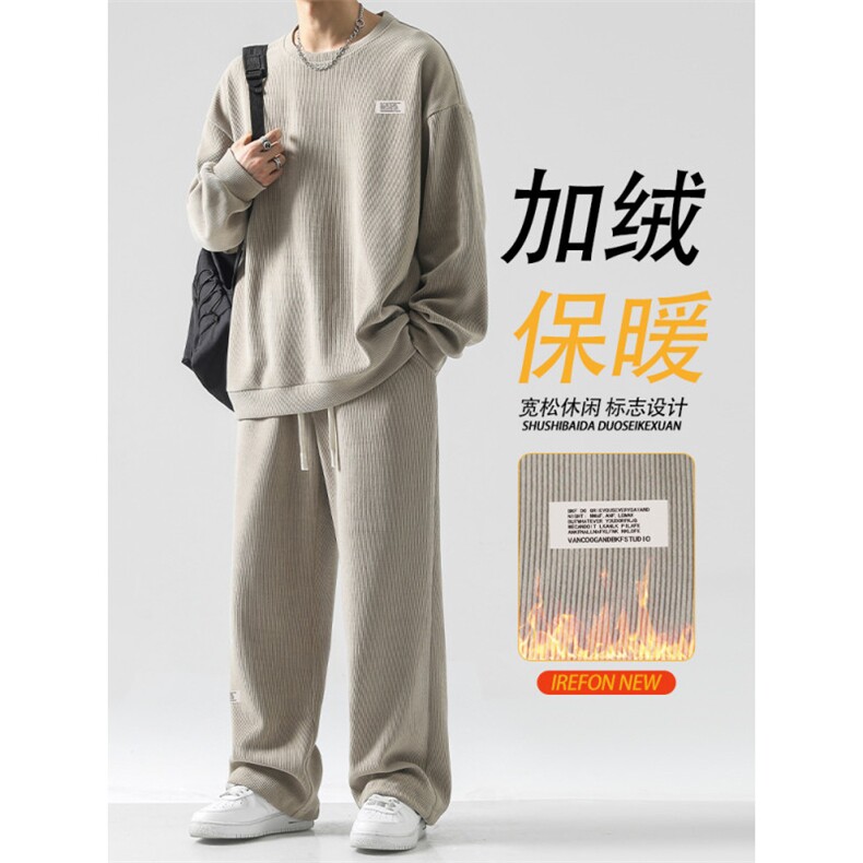 加绒休闲垂顺重磅条绒套装TZ813-常规特批98加绒特批118,男装休闲套装,星座718