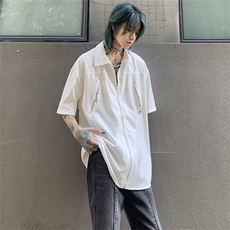 美式复古设计感小众短袖衬衫男女夏季新款衬衣休闲上衣ZC11-p33，男装衬衫，星座1008