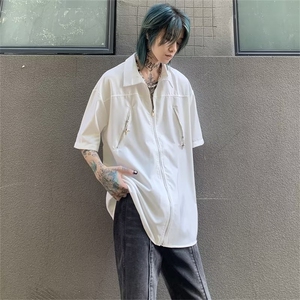 美式复古设计感小众短袖衬衫男女夏季新款衬衣休闲上衣ZC11-p33图片