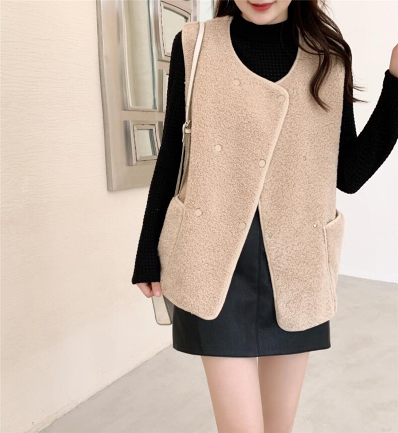 皮毛一体马甲，女装马甲，吉之红