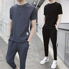 2021新款春夏季男士套装短袖t恤一套衣服帅气休闲两件套DS136T，男装T恤，电商A102