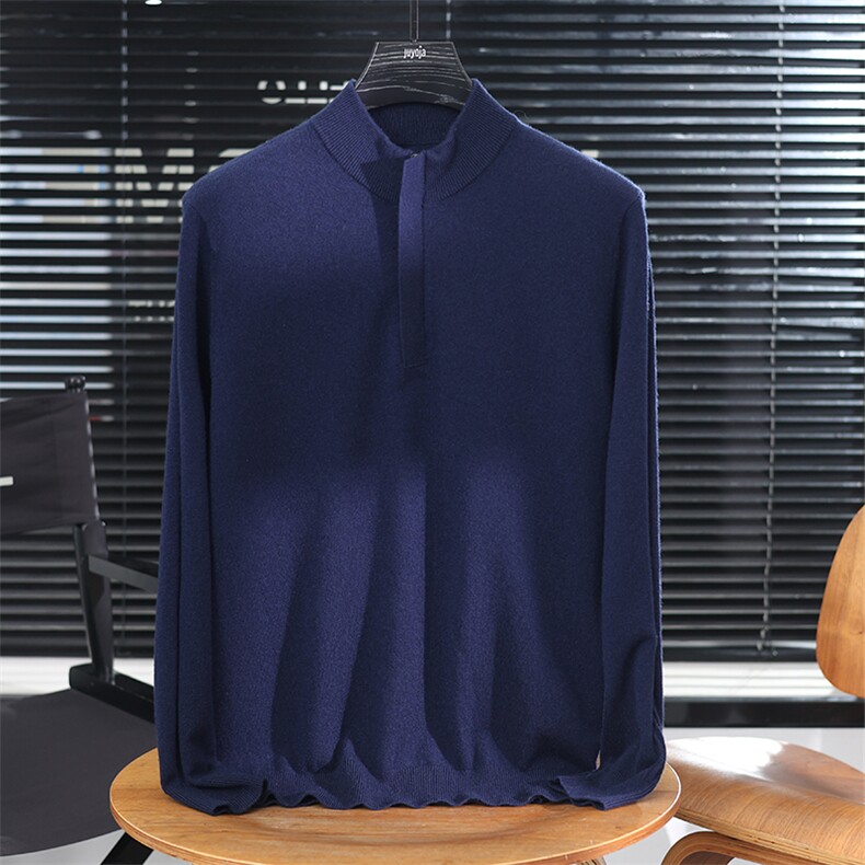 秋冬季羊绒百搭休闲款半高拉链简约商务羊绒衫男装，男装羊绒套衫，君道羊绒