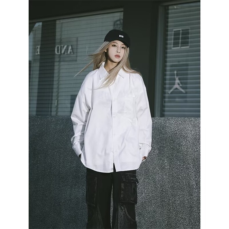 日系衬衫男女长袖港风潮流宽松2024秋季新款ins帅气外套CY971-P38,男装衬衫,星座412-2
