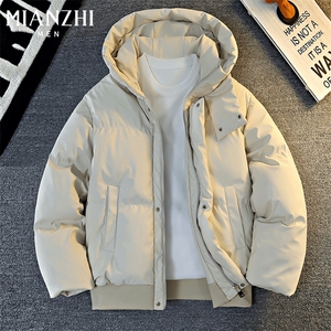 现货5W件冬季三防重磅boxy短款羽绒连帽PU皮棉衣外套防风加厚棉服图片
