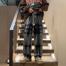 秋冬季潮牌直筒宽松大码裤子水洗扎染渐变牛仔裤男款K5621-P40，男装牛仔裤，星座512-2