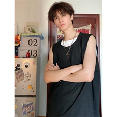 2024夏季新款港风美式ins潮牌假两件无袖圆领T恤背心男ZX446-P28，男装背心/马甲，星座313A(原308A-2)