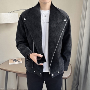 店主风~春季新款大翻领PU皮夹克外套 K694/P78图片