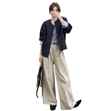 【现货】韩版袖口条纹拼接短外套82692-P145-K208，女装短外套，2B076