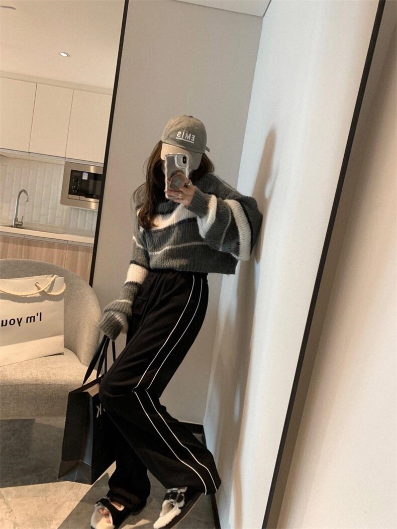 现货秋冬新款口袋校服卫裤，女装休闲裤，XTZ style