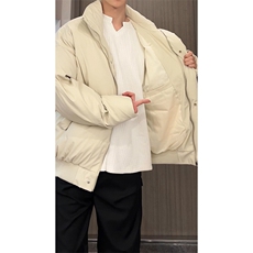 立领PU皮棉服宽松休闲百搭高级感棉衣纯色保暖外套MD8808-特价P70，男装棉衣，电商A007