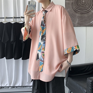 日系潮牌外套高级感衬衫男夏季小众ins冰丝七分袖衬衫 W3211-P30图片