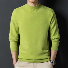 Z2450秋冬新款男式半高领全羊毛纯色针织衫保暖打底衫P132，男装针织衫/毛衣，电商B360
