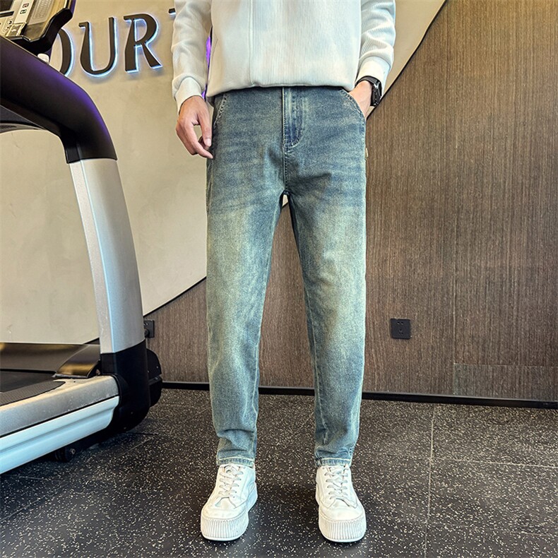 N704-P68控98修身牛仔裤男款潮牌水洗休闲裤高级男款裤子春秋新款,男装牛仔裤,星座102A（原电商D309-1）