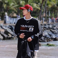 港风圆领字母印花图案设计袖子三杠织带潮流卫衣男WY77762P48控68，男装卫衣，星座227-7