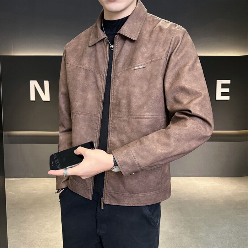 店主风 2025秋季翻领皮衣男痞帅休闲外套男装夹克C317-J905-P135图片