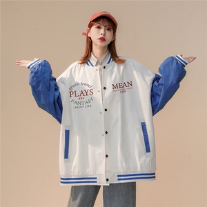 中性风2023秋季新款港风字母印花克莱因蓝棒球服外套G8021p65控88图片