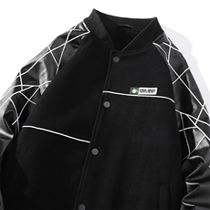 精品秋冬装飞行棒球服男女夹克毛呢拼皮刺绣JK1701-P115白底平铺，男装夹克，星座401